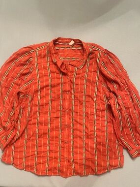 Pilcro Orange Striped Button Down